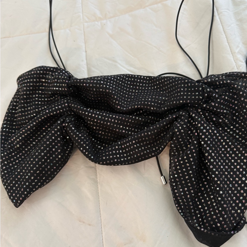 For Love And Lemons Black and White Polka Dot Crop Top